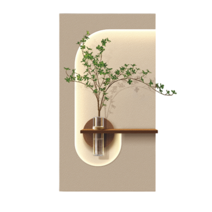 데일리유즈 벽걸이 LED 조명 식물 화분 액자 벽장식 거실 현관 인테리어, 1개, 화이트브라운