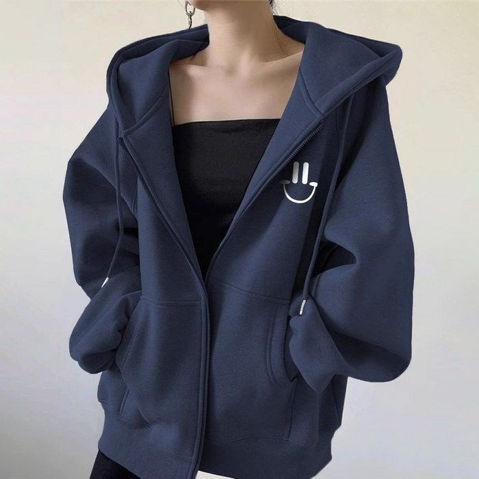 지고다그 11여성용 후드 집업 맨투맨 빅사이즈 루즈핏 두꺼운 캐주얼 아우터 WY74290