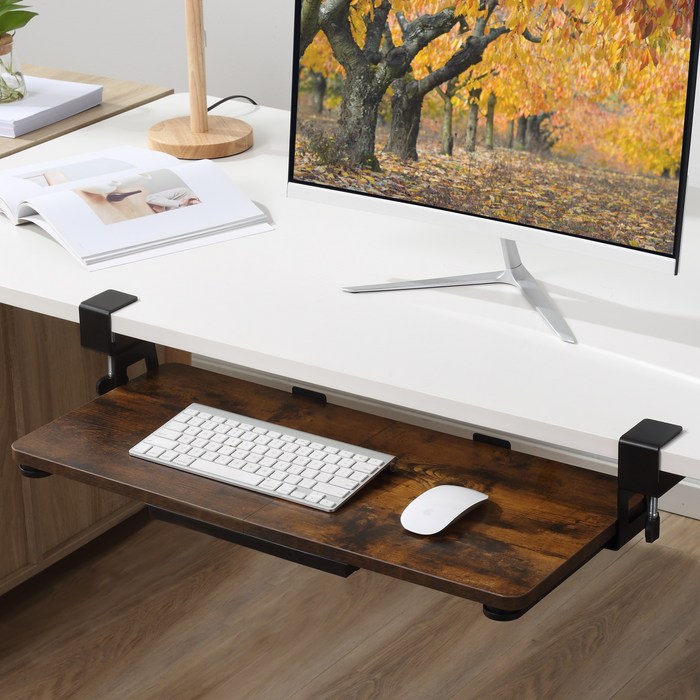 ETHU 데스크 확장 선반 키보드 거치대, Brown, 1개 ETHU 데스크 확장 선반 키보드 거치대, Brown, 1개