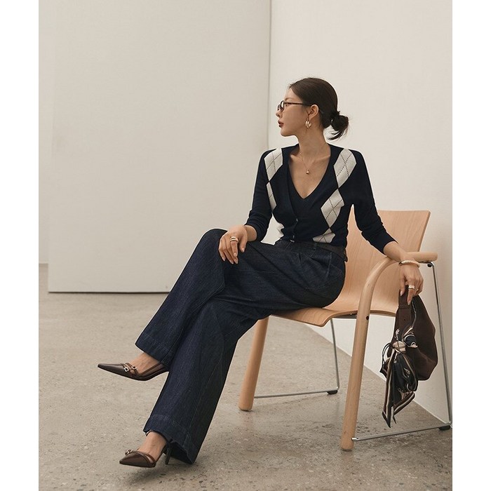 다바걸 젠아가일울가디건세트슬리브리스가디건 세트