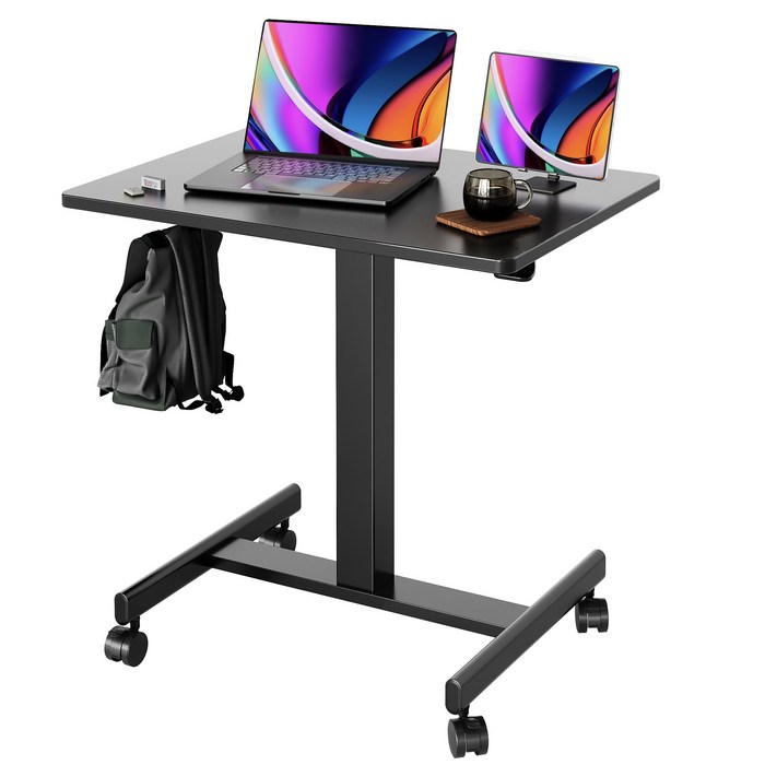 Claiks 작은 사이드 테이블 높이 조절 가능 전기 책상 스포츠 책상 연구 책상 사무실 조절 식 스탠딩 책상 보조 책상, 블랙