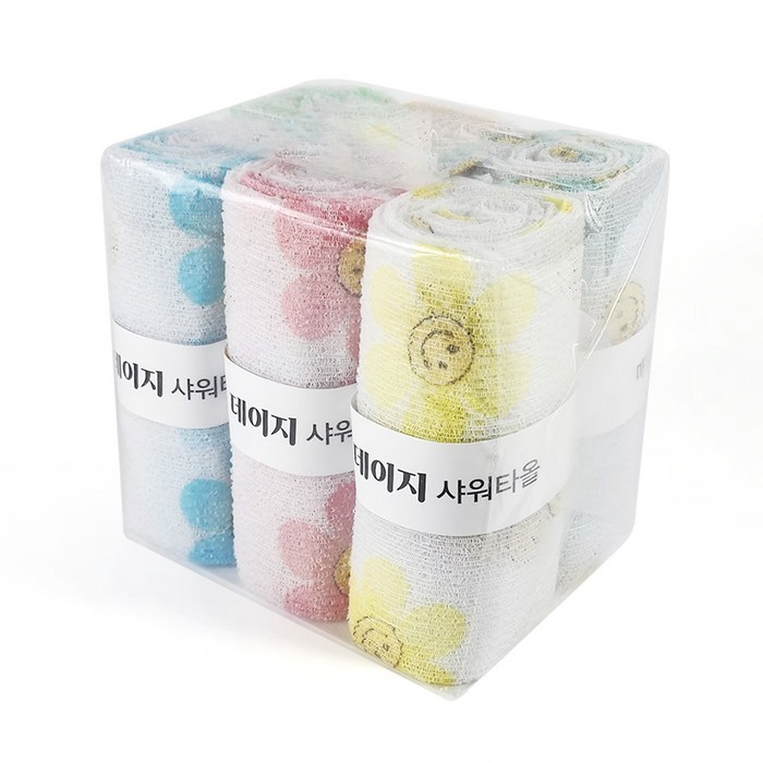 국내생산 까슬시원한 데이지 샤워타올, 1세트, 6개입, 혼합색상