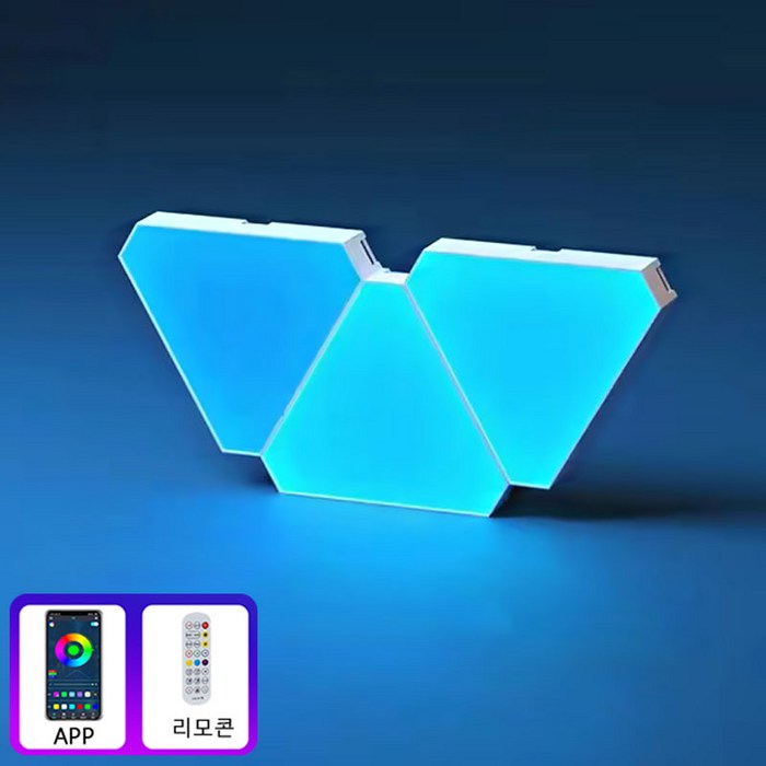 Meyuge LED 간접 패널 라인 조명 DIY 조립식 벽조명 스마트 RGB 모듈식 패널, 3개, 블루투스 앱리모콘  3개