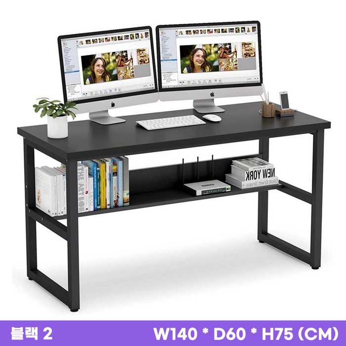 월로덴VORDERN 다용도 선반 책상 컴퓨터 테이블 1000120014001600600, 블랙
