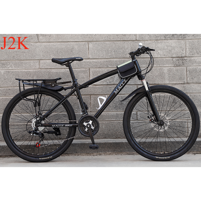 J2K 오프로드 산악 자전거 성인 남성 여성 공용 MTB 입문용, 블랙 24인치 21단, 1개, 130cm