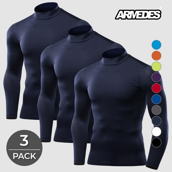 아르메데스 언더레이어 쿨티셔츠 베이스레이어 컴프레션 테크핏 터틀긴팔 3매