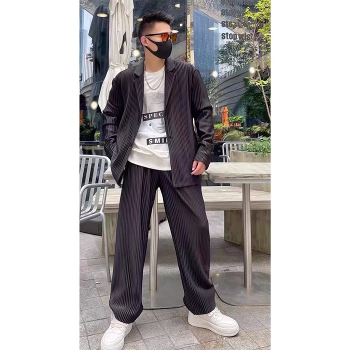 남성 캐주얼 정장 세트 봄가을용 루즈핏 스타일 투피스