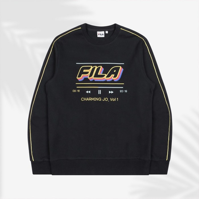 FILA 휠라 공용 조매력 라운드 맨투맨 티셔츠 FS2POB2J03XBLK