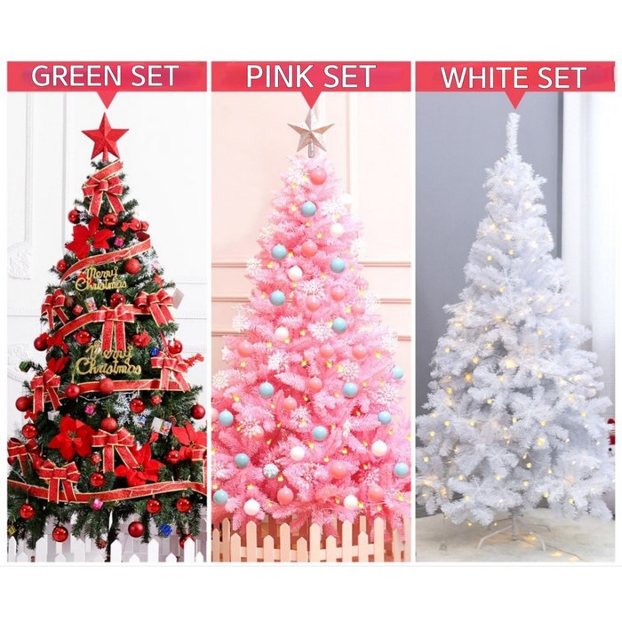 소울스타 크리스마스트리 풀세트 /화이트.핑크.그린트리 세트 1.5m /호텔 회사 가정용 야외용 / 트리만들기