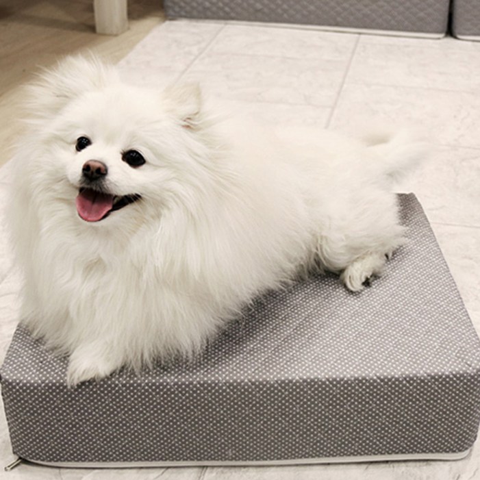 펫츠맘마 누빔 강아지 계단 1단, 그레이