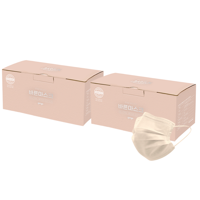 고르고 바른 마스크 성인용 대형, 50매입, 2개, 뉴트럴베이지