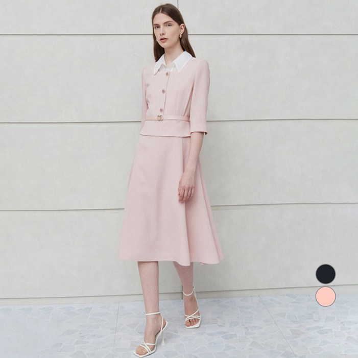 더아이잗 여성용 오간자 더블 칼라 체크 원피스 IN5A0OP21 더아이잗 여성용 오간자 더블 칼라 체크 원피스 IN5A0OP21