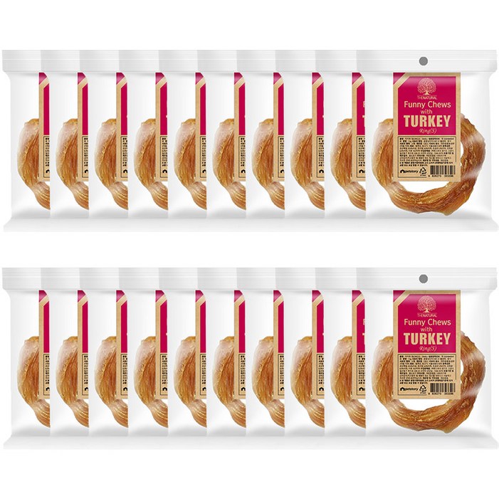 더내추럴 강아지 퍼니츄 건조간식 링 S, 혼합맛칠면조닭고기소힘줄, 13g, 20개