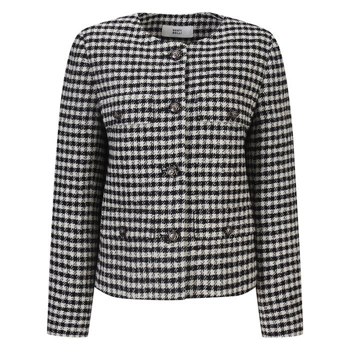 베스띠벨리 여성용 페이크 포켓 크롭 노카라 자켓 BJJAX2121