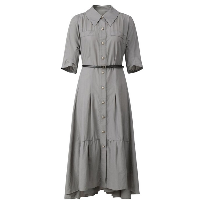 주크 벨티드 플레어 롱 원피스