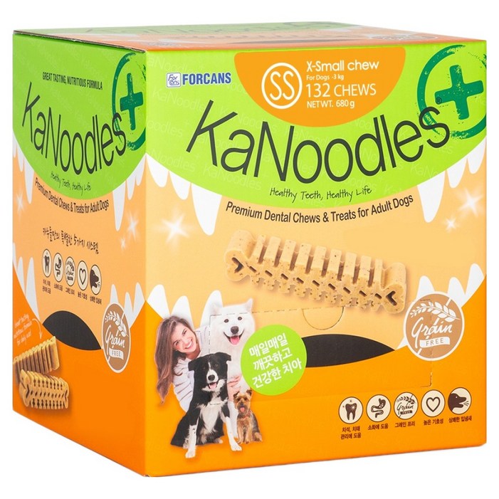 포켄스 강아지 간식 덴탈껌카누들 플러스 필로팩 SS 132p