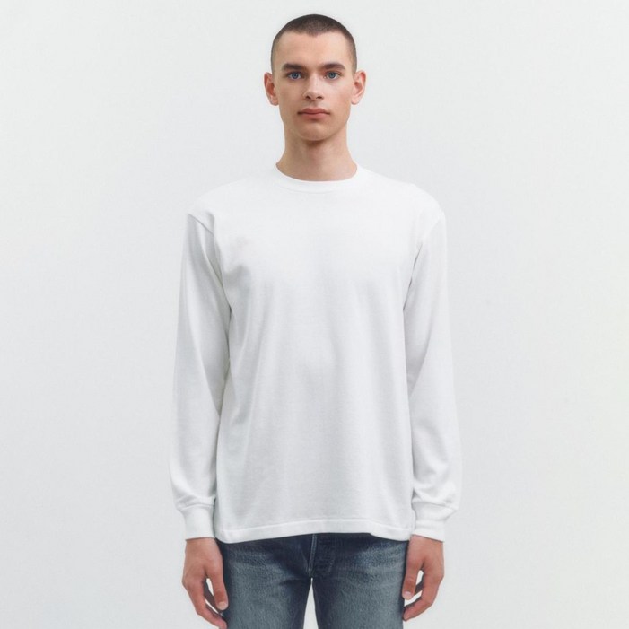 헤인즈 남녀공용 시로 크루넥 롱 슬리브 티셔츠