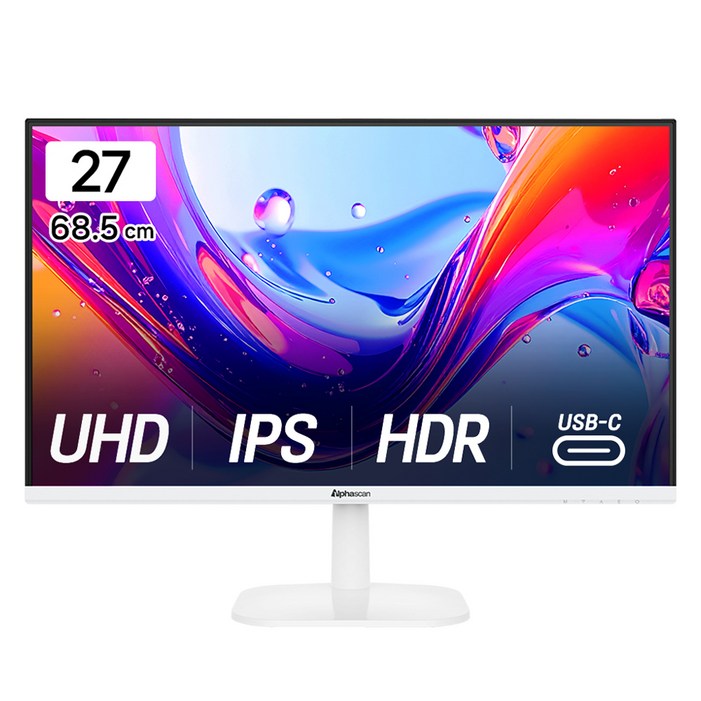알파스캔 4K UHD USBC 화이트 보더리스 IPS 무결점 모니터