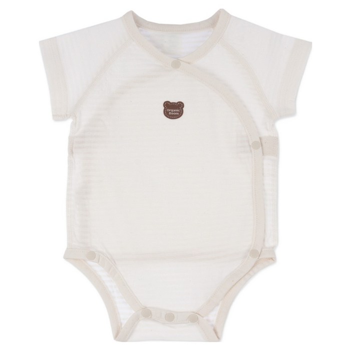 오가닉붐 신생아용 썸머 스냅 배냇 반소 바디슈트