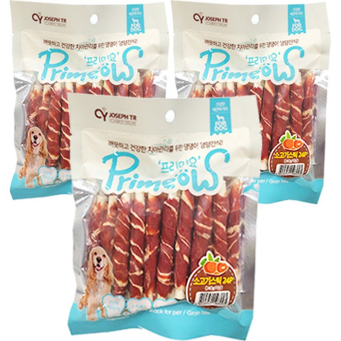 프리미요 스틱껌 24p, 소고기, 240g, 3개 프리미요 스틱껌 24p, 소고기, 240g, 3개