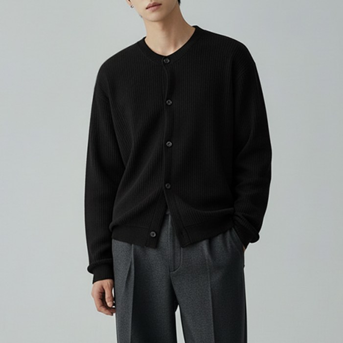 레이먼 남성용 제르파 와이드 핏 라운드넥 가디건