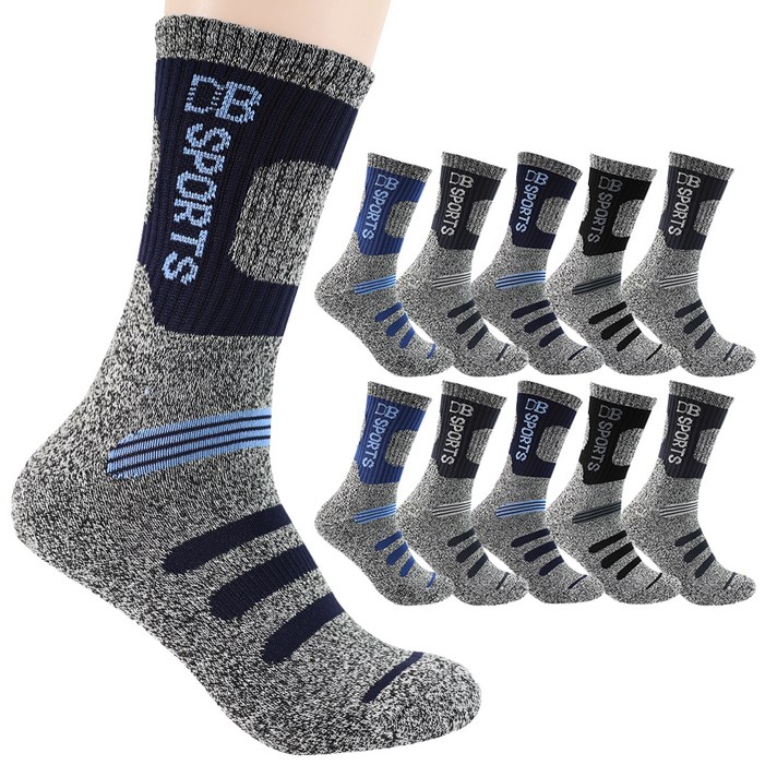두발로 남성용 2중 파일 등산 양말 10켤레