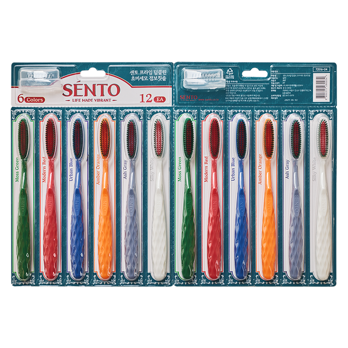 센토 프라임 딥클린 탄력이중 초미세모 점보칫솔, 12개입, 1개