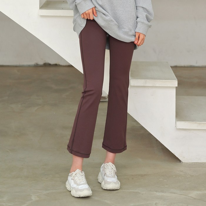 헤링본 여성용 웜 기모 부츠컷 무발 스포츠 레깅스 TE503