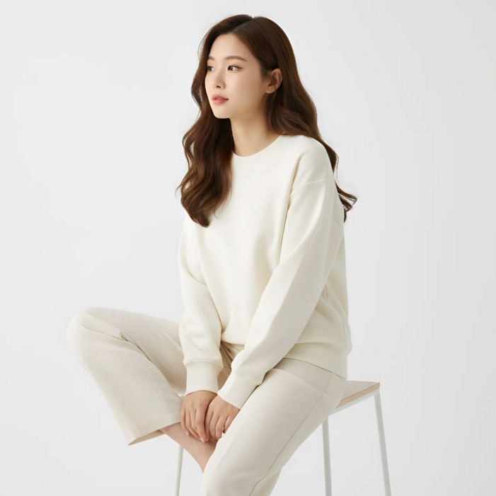 구디프 여성용 라운드넥 루즈핏 데일리 맨투맨