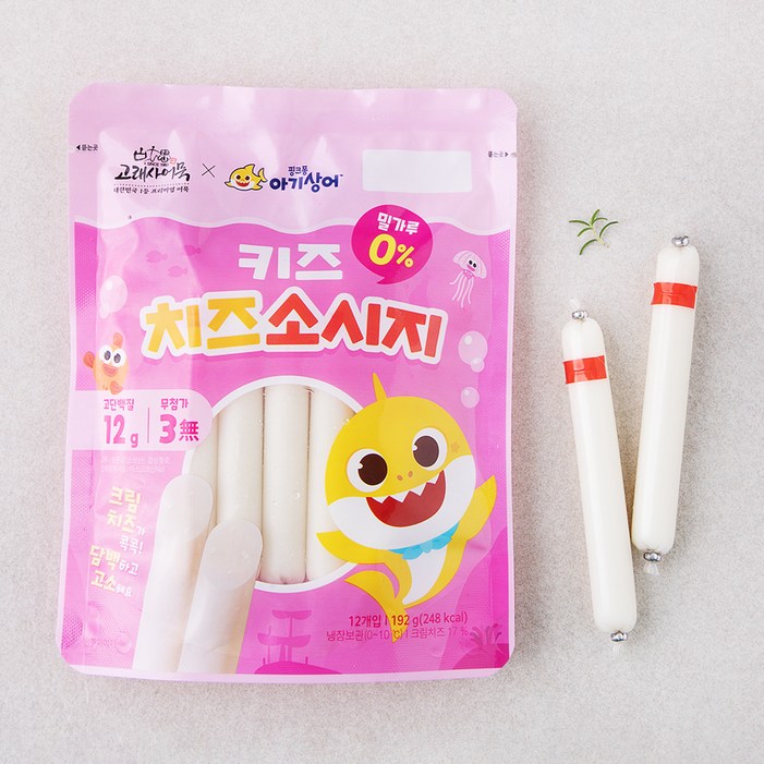 [로켓프레시] 고래사어묵 핑크퐁아기상어 키즈 치즈 소시지 12개입