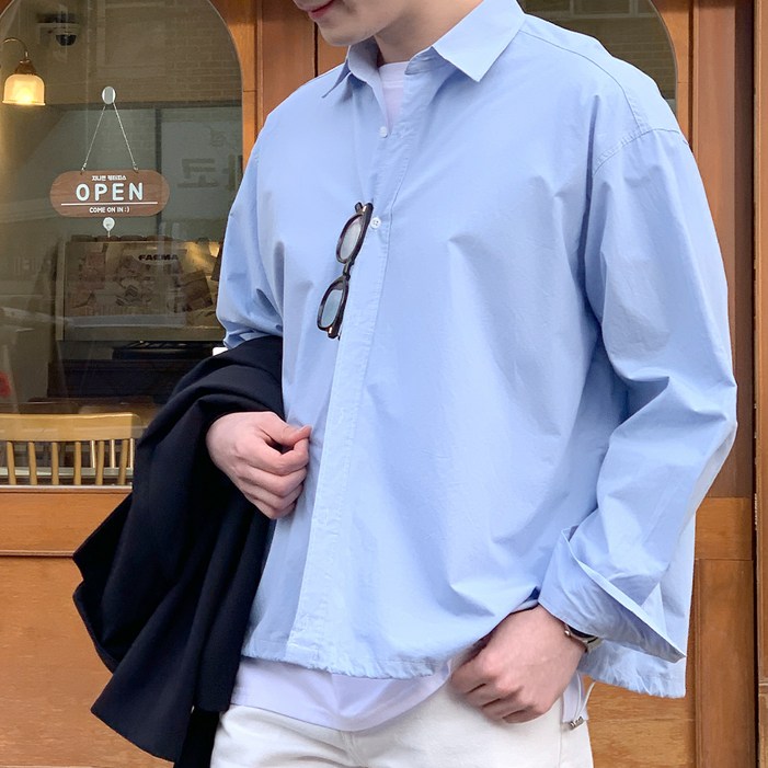 콘피아르 남성용 데일리 오버핏 스트링 크롭셔츠 TC6506