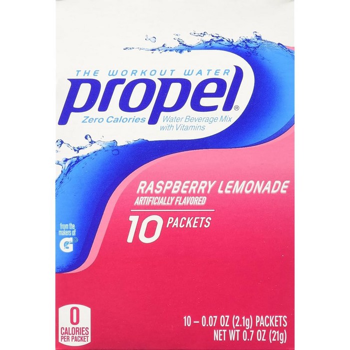 프로펠 제로 라즈베리 레모네이드 워터 음료 믹스 10 카운트 0.7온스