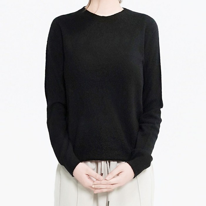 클레이스 울100% 캐시미어 고급 호주산 양모  여성 라운드넥 니트