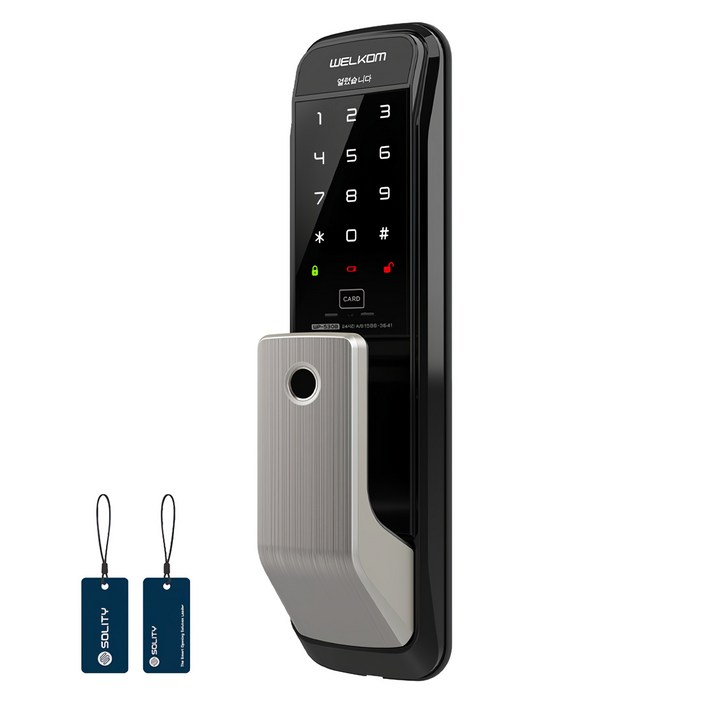 솔리티 지문인식 무타공 푸시풀 디지털손잡이 있음 도어락 WP530B, WP530B, 고객직접설치
