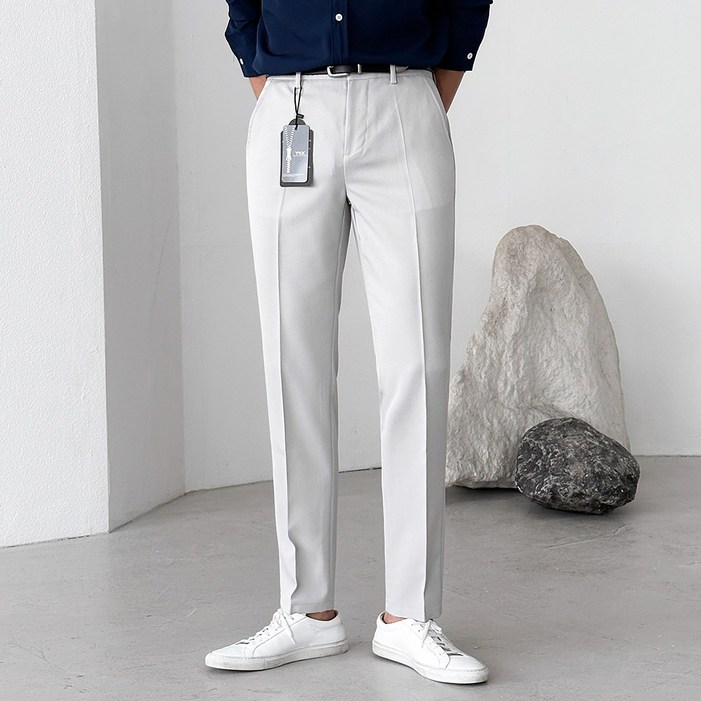 베이직바이블 남자 스판 슬랙스 빅사이즈 밴딩 바지 링클프리 출근룩 데일리용(5color)