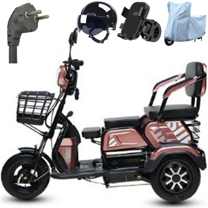 테크앤유 삼륜 노인전동차 리튬배터리 48V 25Ah100km주행, 핑크, 25Ah100km주행