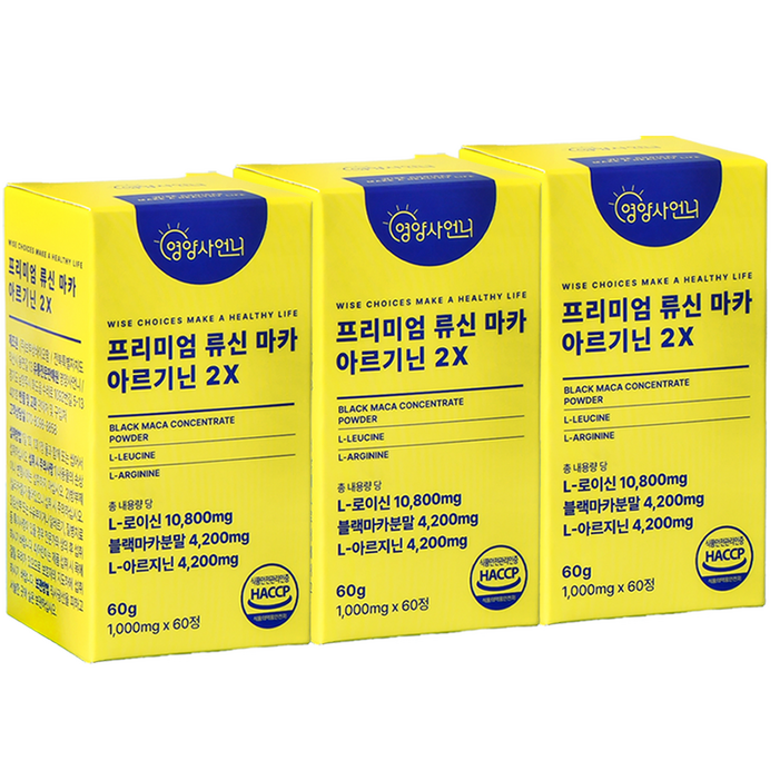 영양사언니 프리미엄 류신 마카 아르기닌 정 21 6개월분, 60정, 3개