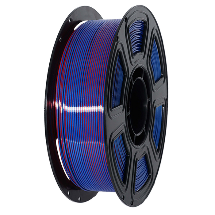 실크 PLA 3D 프린터 필라멘트 1.75mm 듀얼컬러 1KG 광택 다색 변환 3D 프린터 필라멘트 고정밀도 대부분 FDM 3D프린터 호환, 레드블루