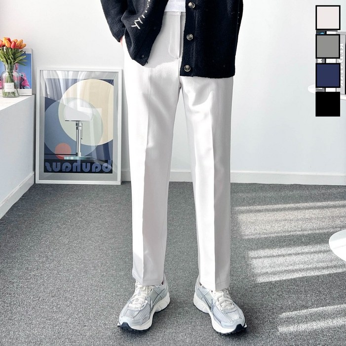 놈시크 28-40 남자 얇은 기모 슬랙스 링클프리 스판 9부 10부 바지 빅사이즈