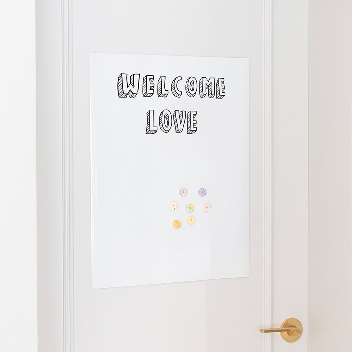 키룸 찰떡보드 붙이는 화이트보드 유아자석칠판 무광용 부착타입, 화이트