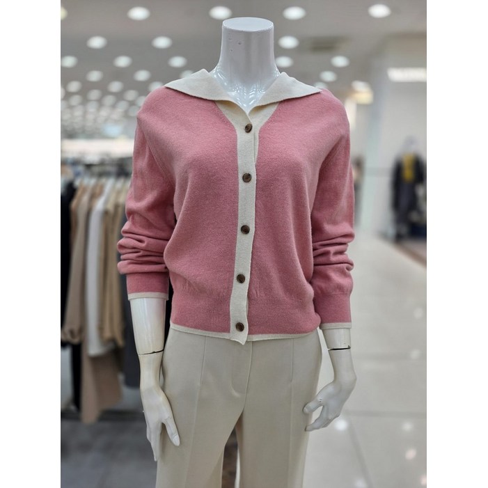 더아이잗 슬릿 배색 칼라 울 가디건 IMAA1CD03720