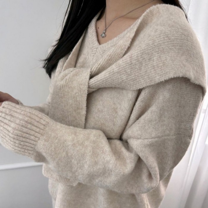 여성 니트 숄 쓰리피스 3세트 셋업 상의하의숄 세트