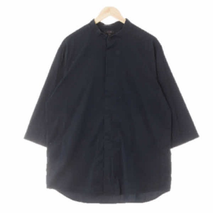 1872 COS네이비 면혼방 노카라루즈핏7부블라우스 185116a