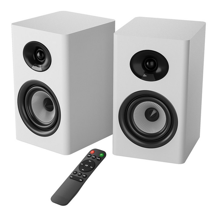 SAUNGYU 2채널 100W 앰프내장 액티브 모니터 하이파이 블루투스 북쉘프스피커 USB DACARC옵티컬, 화이트, BK4020D