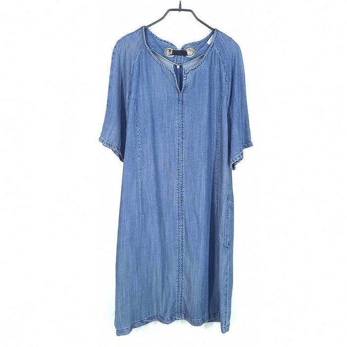 빈티지다온 레니본 여성 백리본 레이온 데님원피스 중청85