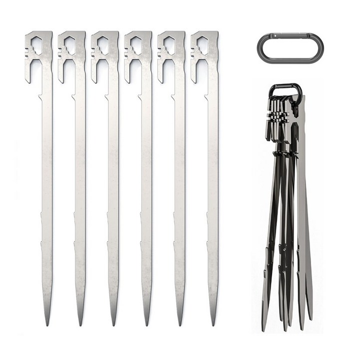 캠핑팩 28cm 6p 고강도 스테인레스 스틸 단조팩 타프팩, 1개
