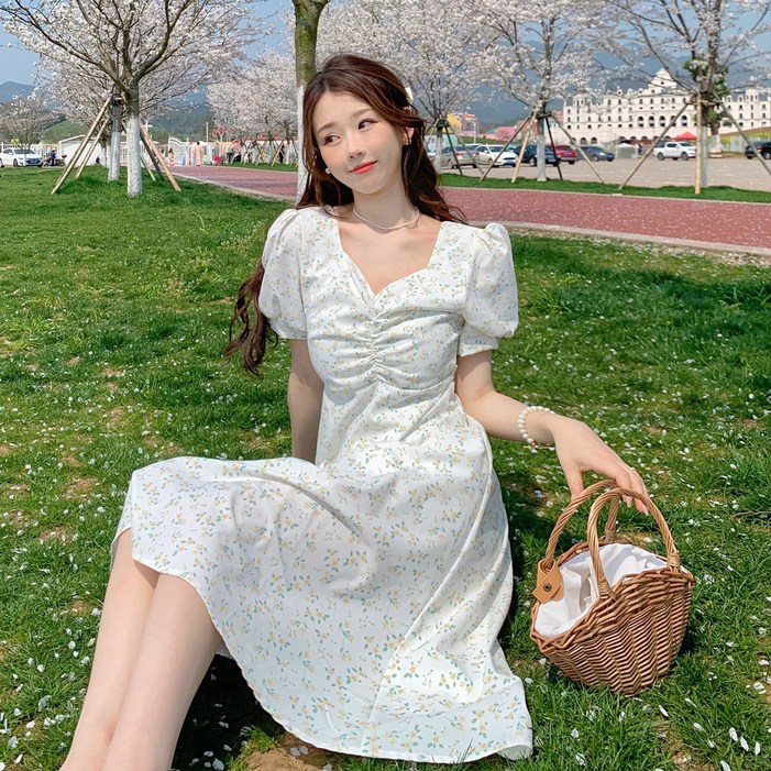 코보터 여성 플리츠 반팔 롱원피스