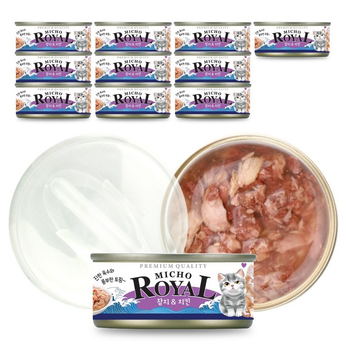 프리미엄 로얄 미쵸 캔 5종 170g x 24개입 고양이 간식 통조림, 24개, 170g, 미쵸 치킨