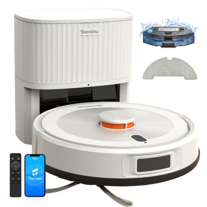 틴도우 고성능 LDS센서 물걸레 먼지비움 로봇청소기 전용앱연동 매핑기능제한 구역 설정, 화이트, D10S Max