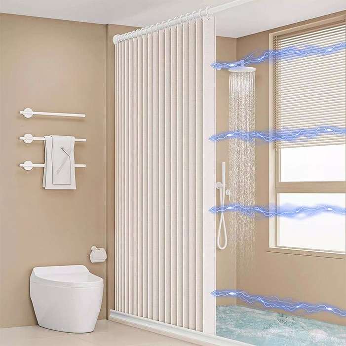 LA DERIVE 고급 패브릭 방수 샤워 커튼 양쪽 자기흡입 프라이버시 욕실 방수 원단